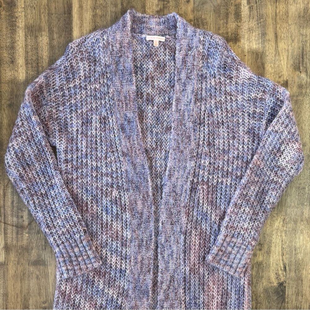 Lisa Todd Mohair Duster Sweater Dream Wool Blend Knit Long Open Purple Sz Small - Picture 7 of 8